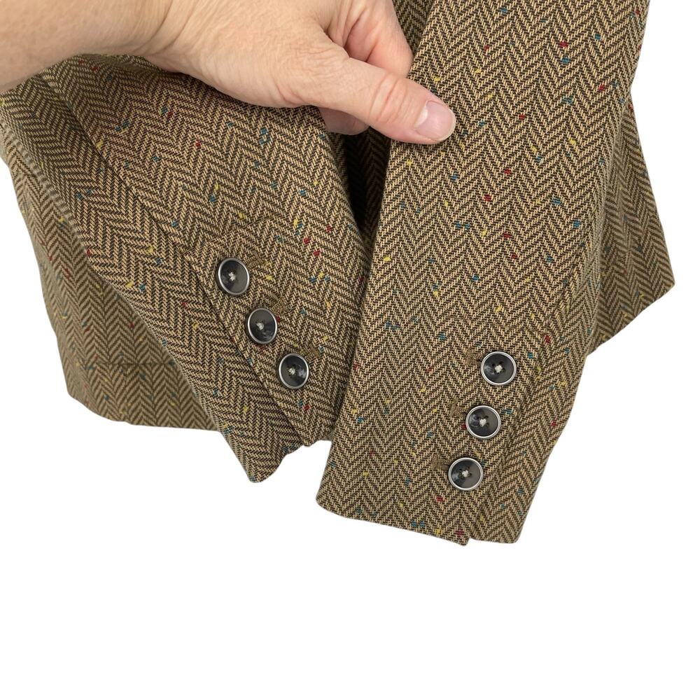 Cabi Tan Striped Herringbone Blazer Sz XSmall Bow Pockets Quiet Luxury Preppy - Picture 8 of 16